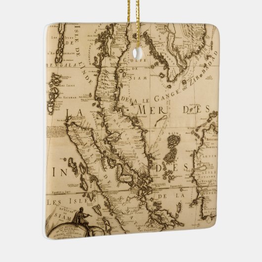 Antike Karte von Südostasien | 1687 Keramikornament (Rechts)