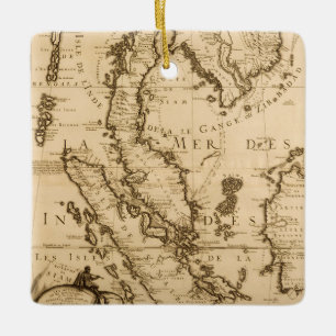 Antike Karte von Südostasien   1687 Keramikornament