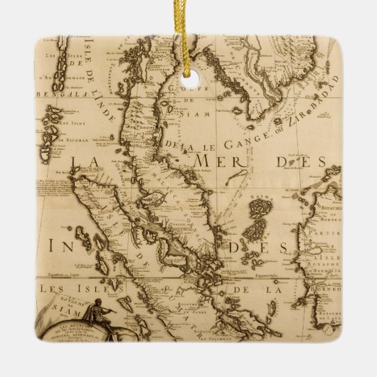 Antike Karte von Südostasien | 1687 Keramikornament (Vorderseite)