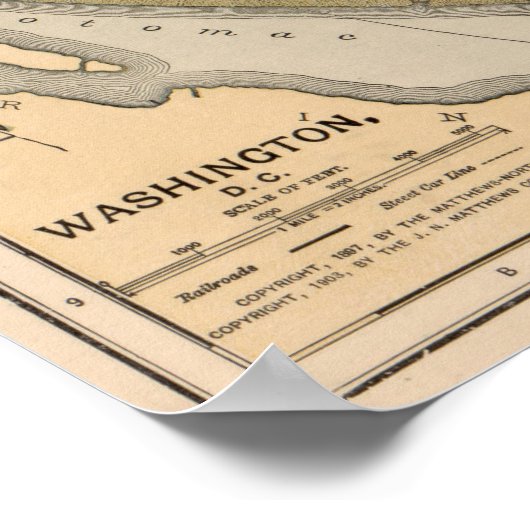 Antike Karte von Washington DC Poster (Ecke)