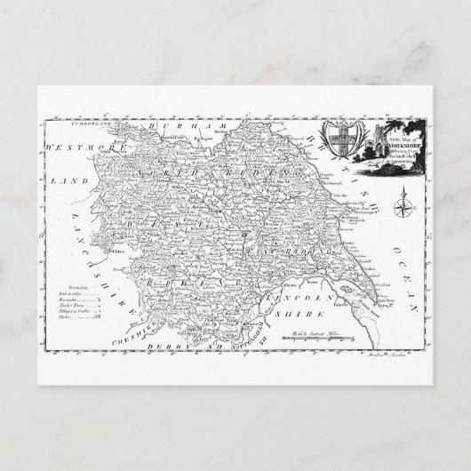 Antike Karte von Yorkshire 1786 (Vorderseite)