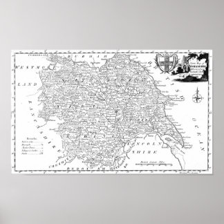 Antike Karte von Yorkshire Poster