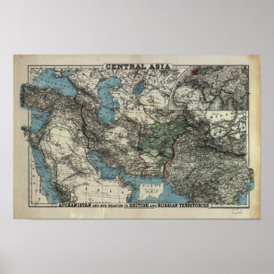 Antike Karte von Zentralasien 1885 Poster