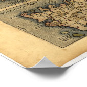 Antike Karte von Zypern ORTELIUS ATLAS 1570 A.D. Poster (Ecke)
