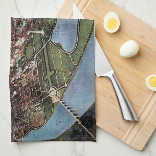 Antike Karte Washington DC und der Potomac River Geschirrtuch (Viertel Falte)