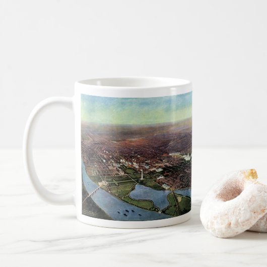 Antike Karte Washington DC und der Potomac River Kaffeetasse (Mit Donut)