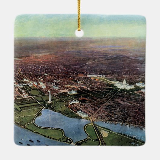 Antike Karte Washington DC und der Potomac River Keramikornament (Rückseite)