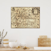 Antike Karte Zentralamerikas Poster (Küche)