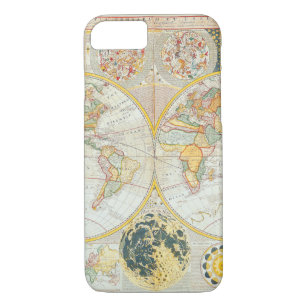 Antike Karten der WorldDouble Hemisphäre-Welt iPhone 8/7 Hülle