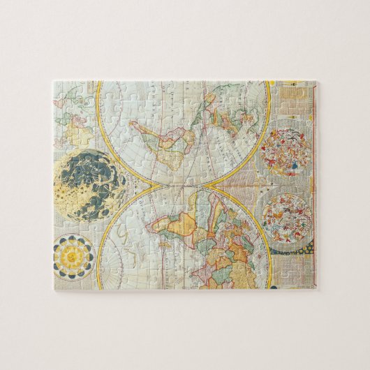 Antike Karten der WorldDouble Hemisphäre-Welt Puzzle (Horizontal)