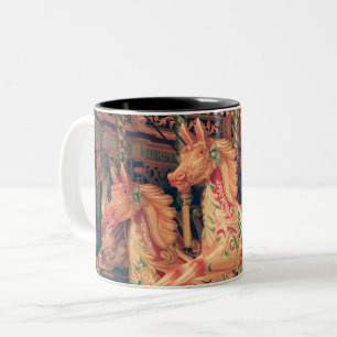 Antike Karussellpferde vom Jahrmarkt Zweifarbige Tasse