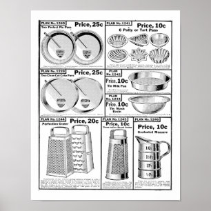 Antike Katalogwerbung Geschirr Töpfe und Pfannen Poster