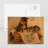 Antike Kätzchen & Bücher Kitty Schule Postkarte (Vorne/Hinten)