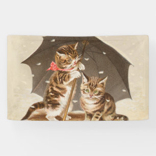 Antike Kätzchen unter einem Regenschirm - Antike K Banner