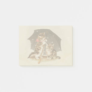 Antike Kätzchen unter einem Regenschirm, Vintage-K Post-it Klebezettel