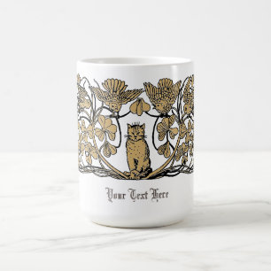 Antike Katze aus der viktorianischen Ära, Kleeblat Kaffeetasse