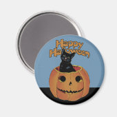 Antike Katze im Jack'o'Lantern Magnet (Vorderseite/Rückseite)