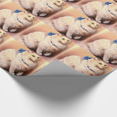 Antike Katze mit blauem Band Geschenkpapier (Ecke)