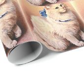 Antike Katze mit blauem Band Geschenkpapier (Rolleneckpunkt)