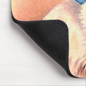 Antike Katze mit blauem Schleif Mousepad (Ecke)