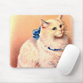 Antike Katze mit blauem Schleif Mousepad (Mit Mouse)