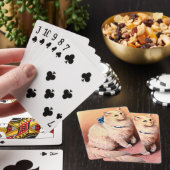 Antike Katze mit blauem Schleif Spielkarten (In Situ)