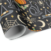 Antike Katzen Art Deco Halloween Geschenkpapier (Rolleneckpunkt)