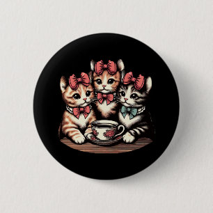 Antike Katzen-Teeparty Button
