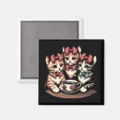 Antike Katzen-Teeparty Magnet (Vorderseite/Rückseite)