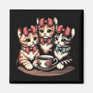 Antike Katzen-Teeparty Magnet