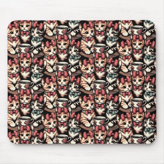 Antike Katzen-Teeparty Mousepad (Vorne)
