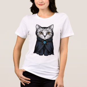 Antike Katzenporträt-Illustration im Gravur-Stil Tri-Blend Shirt