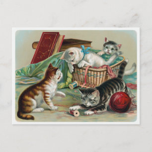 Antike Katzenpostkarte Postkarte