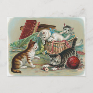 Antike Katzenpostkarte Postkarte