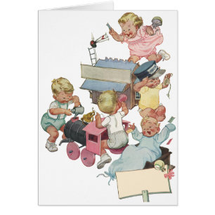 Antike Kinder haben Spaß beim Spielen mit Spielzeu