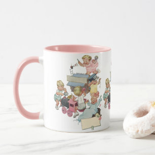 Antike Kinder haben Spaß beim Spielen mit Spielzeu Tasse