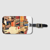 Antike Kinder lesen Bibliotheksbücher Gepäckanhänger (Vorderseite (Horizontal))