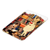 Antike Kinder lesen Bibliotheksbücher Magnet (Linke Seite)