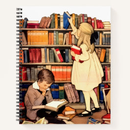 Antike Kinder lesen Bibliotheksbücher Notizbuch