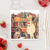 Antike Kinder lesen Bibliotheksbücher Serviette (Beispiel)