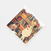 Antike Kinder lesen Bibliotheksbücher Serviette (Ecke)