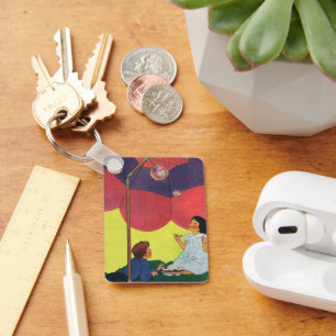 Antike Kinder spielen Mädchen und Junge beim Blase Schlüsselanhänger