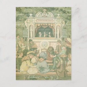 Antike Kinderbuch-Puppen-Show-Collage Postkarte