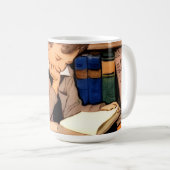 Antike Kinderjunge liest Bücherei-Buch-Kaffeetasse Kaffeetasse (VorderseiteRechts)