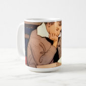 Antike Kinderjunge liest Bücherei-Buch-Kaffeetasse Kaffeetasse (Vorderseite Links)