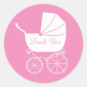 Antike Kinderwagen-Baby-Party Runder Aufkleber