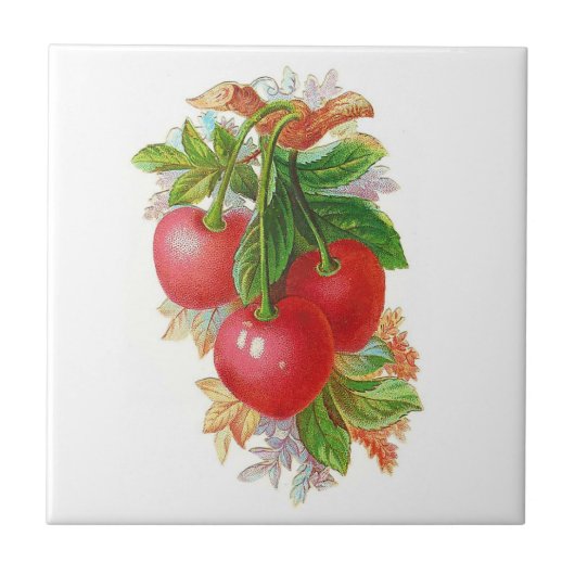 Antike Kirschen Fliese (Vorderseite)