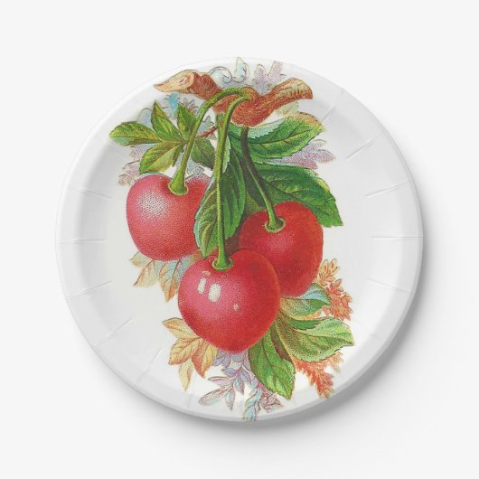 Antike Kirschen Pappteller (Vorderseite)