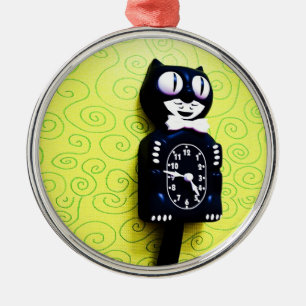 Antike Kit-Cat-Uhr-Verzierung Silbernes Ornament