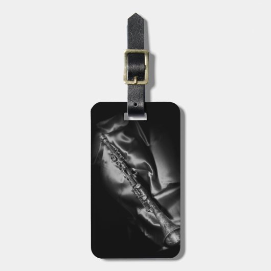 Antike Klarinette Stillleben, B&W Gepäckanhänger (Vorderseite vertikal)